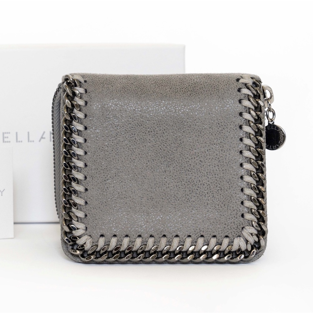 Stella McCartney Small Falabella Zip Around Wallet Color Gray.